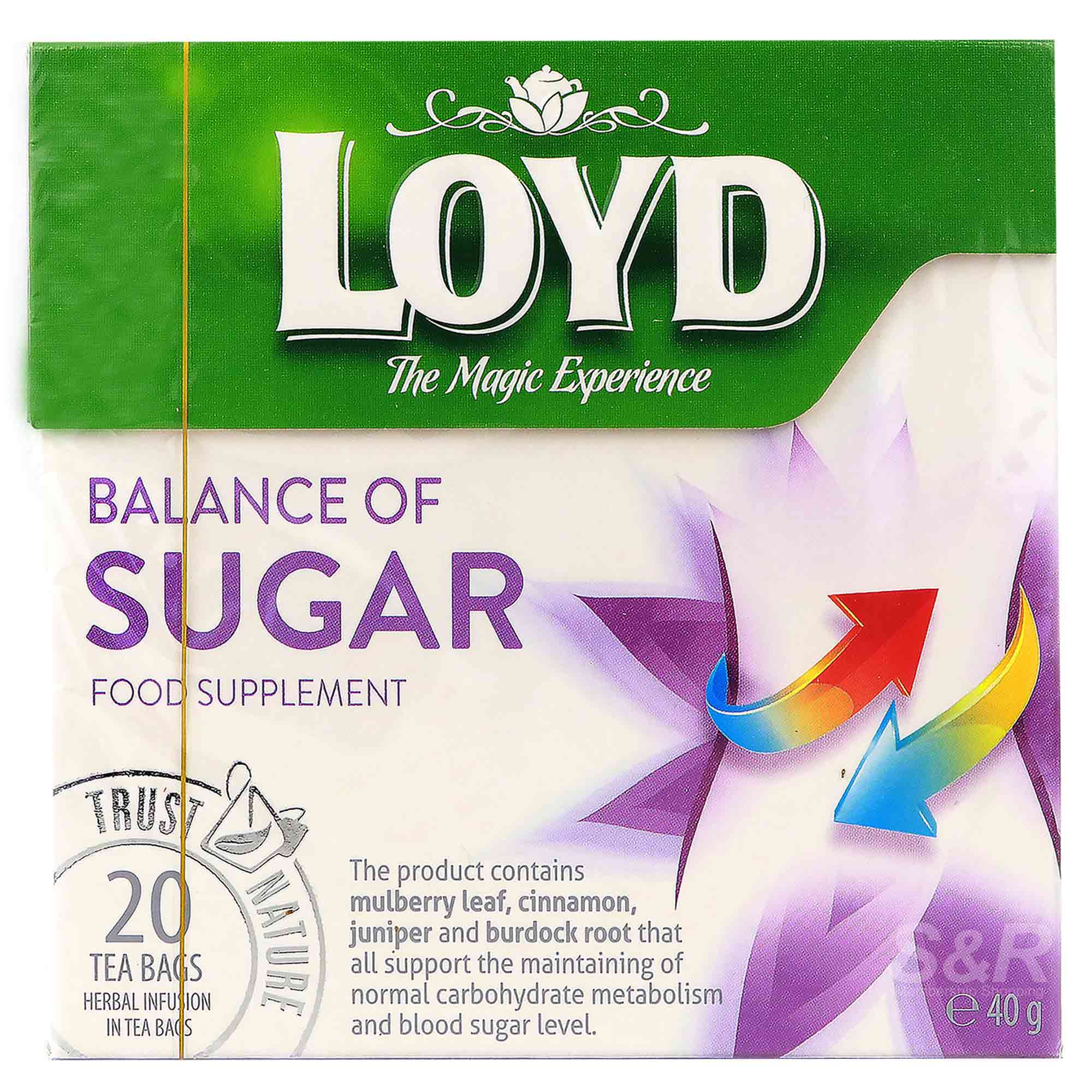 Loyd Balance of Sugar Food Supplement Tea 20 tea bags